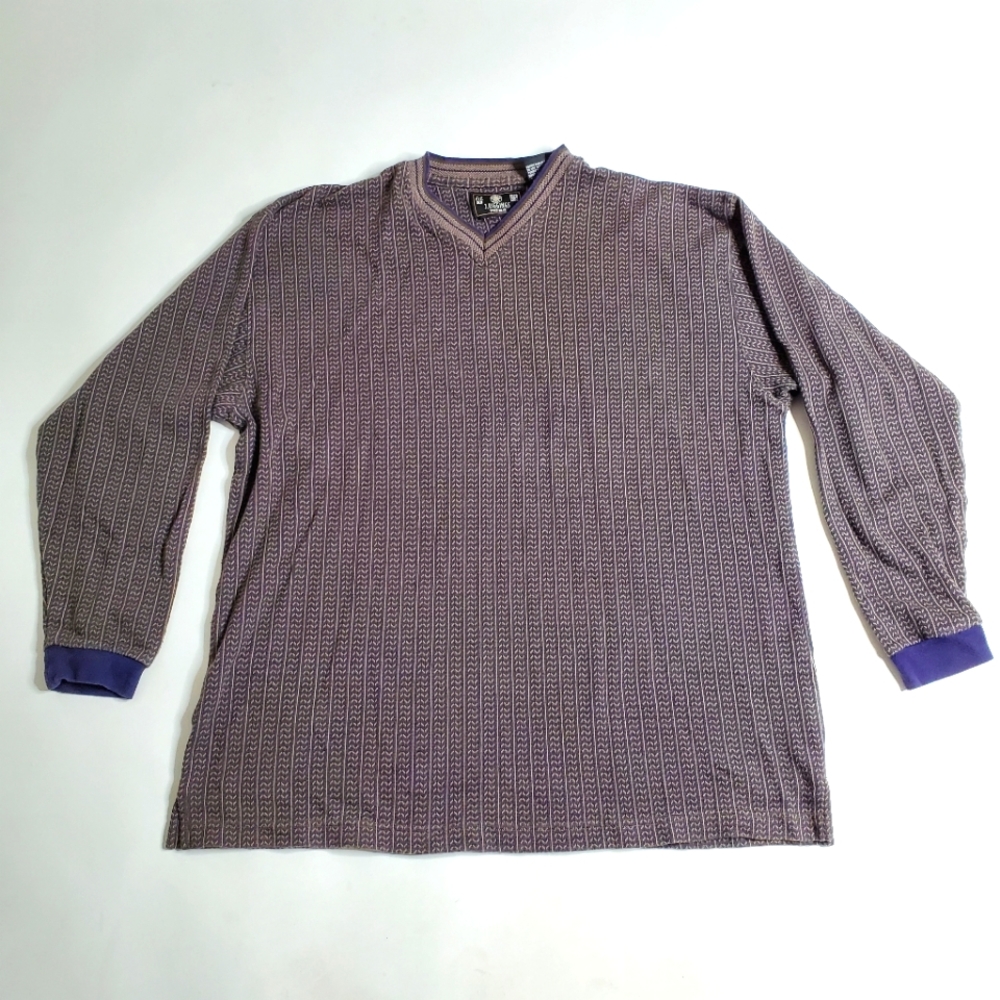 Vintage 90s J. Riggings Blue Gold Argyle Golfing Sweater V-neck Men’s Size L